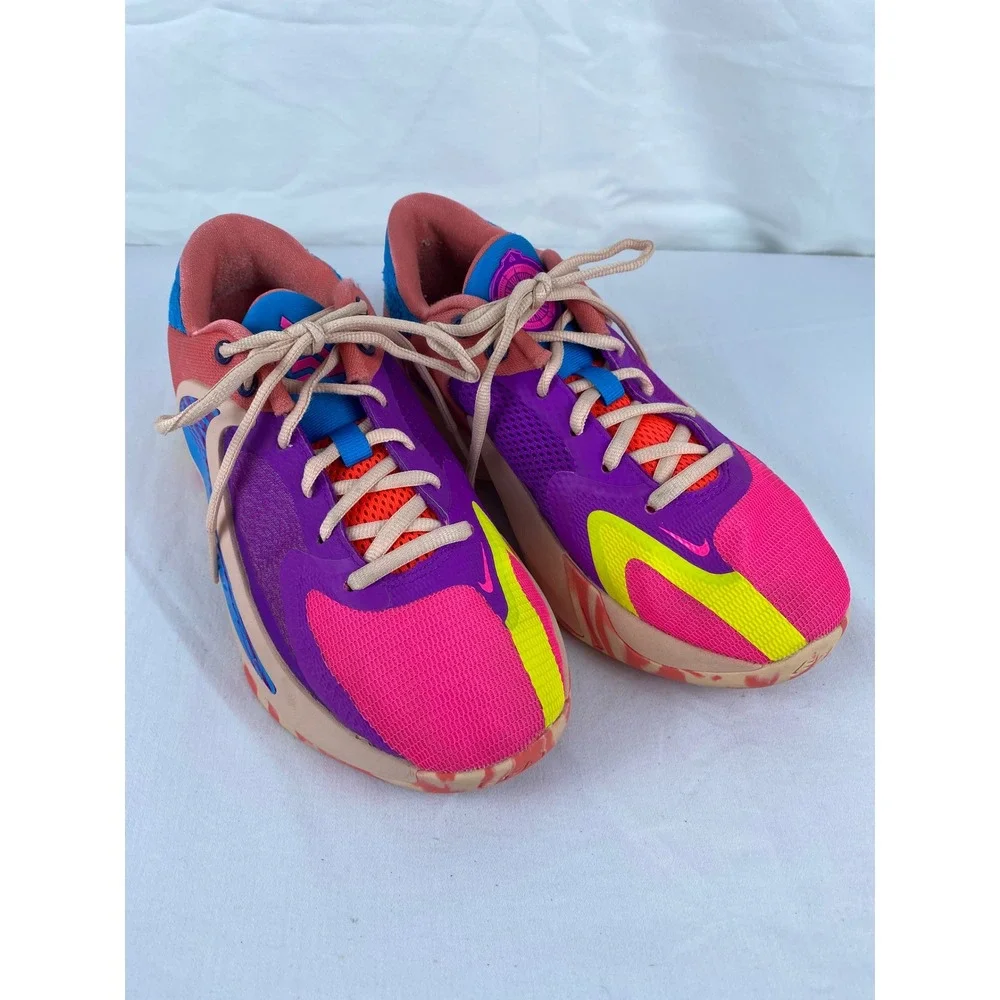 Nike Zoom Freak 4 Vivid Purple Pink Yellow GS DQ0553-500 5.5Y Kids Shoes